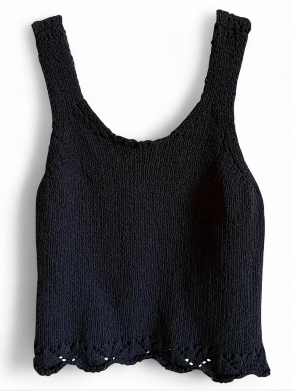 Target Black Knit Camisole Tank Top with Scalloped Hem